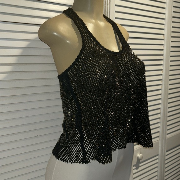 Parker Black and Gold Beaded Silk Sequin Top Size Small - Picture 2 of 9